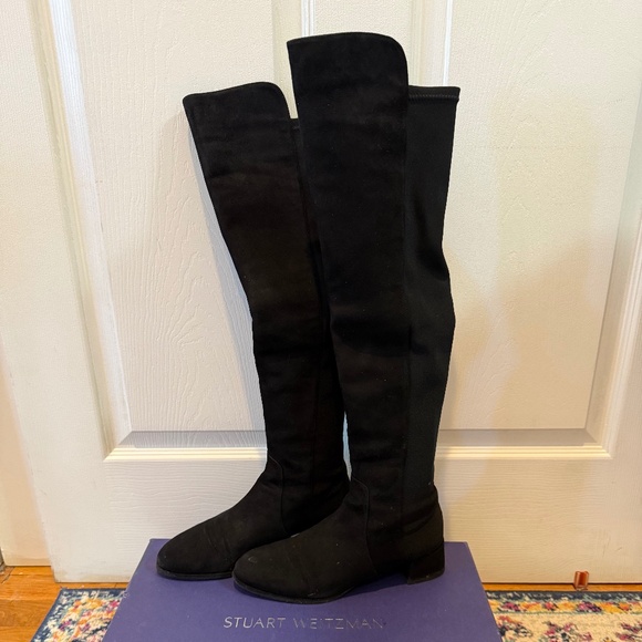 Stuart Weitzman Over-the-Knee Black Suede Boots - Women's 8 5050 - Picture 3 of 12